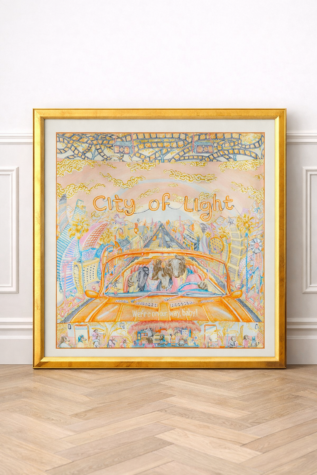 Framed Silk Scarf CITY OF LIGHT
