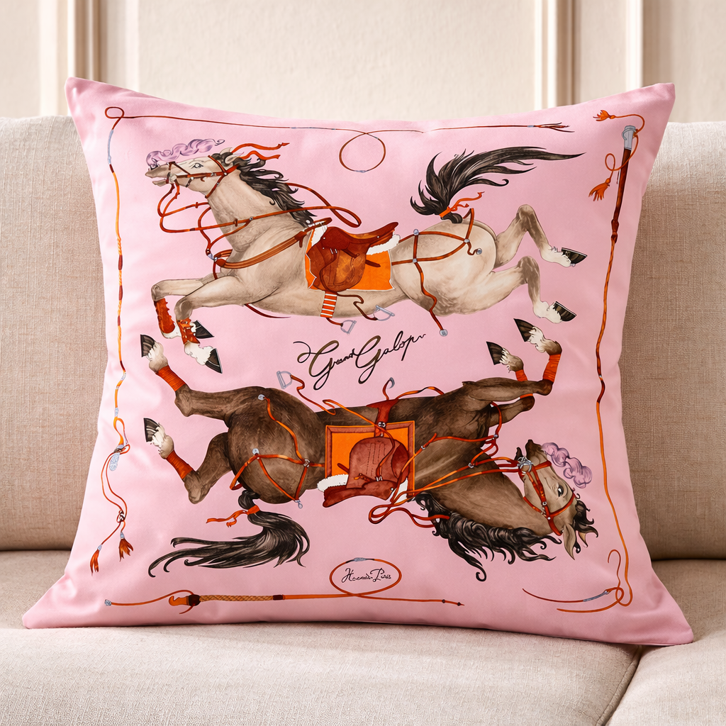 Silk Pillow DANCING HORSES