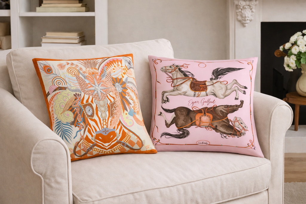 Silk Pillow DANCING HORSES