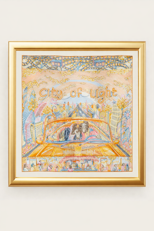 Framed Silk Scarf CITY OF LIGHT