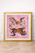 Framed Silk Scarf DANCING HORSES